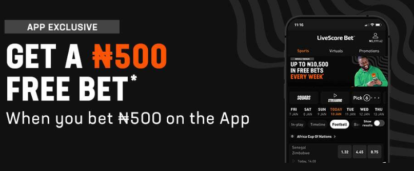 Get A 500 Free Bet – LiveScore Bet